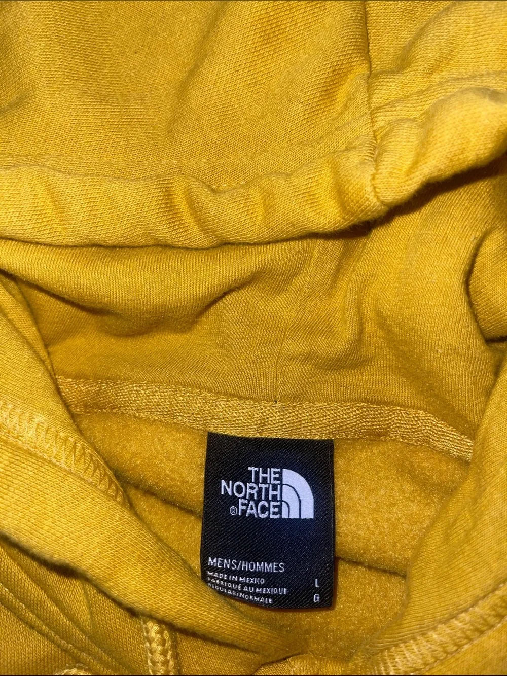 The North Face Men's Mustard Yellow Pullover Hoodie White Logo sweatshirt large